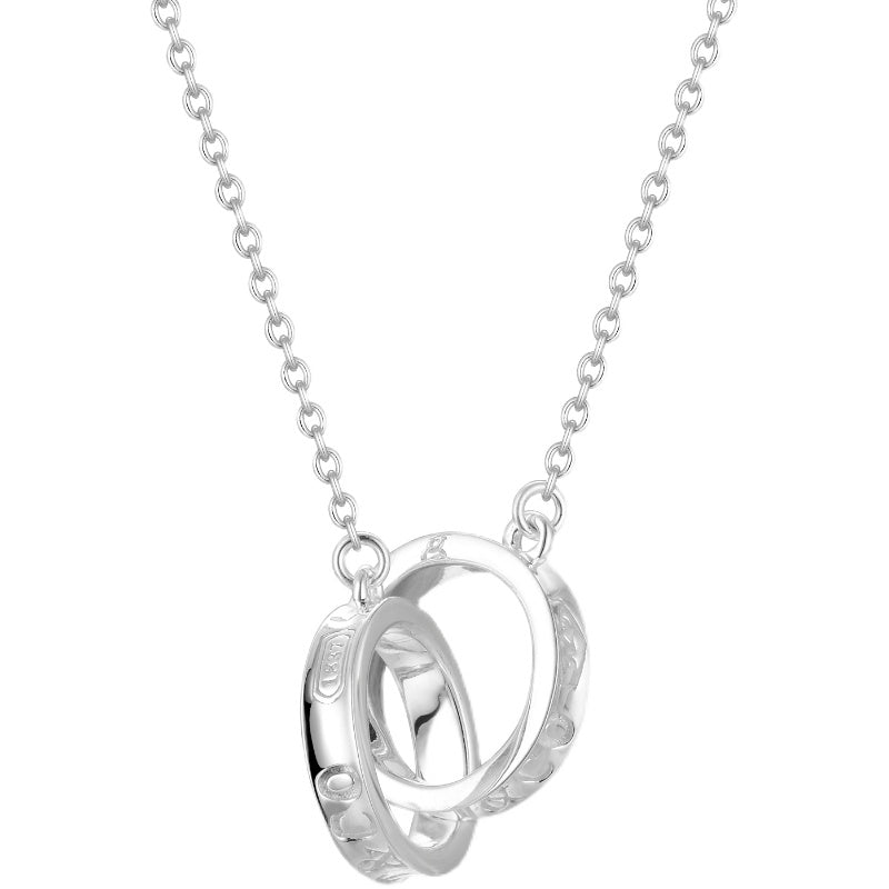 [JeweliWhal]NECKLACE FEMALE DOUBLE RING DOUBLE CIRCLE COUPLE PENDANT