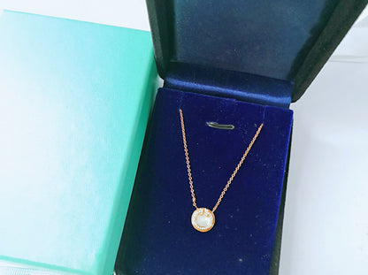 [JeweliWhal]DIAMOND AND MOTHER PEARL CIRCLE NECKLACE PENDANT