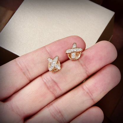 [⭐⭐JeweliWhal]JEUX DE GOLD DIAMOND EARRINGS