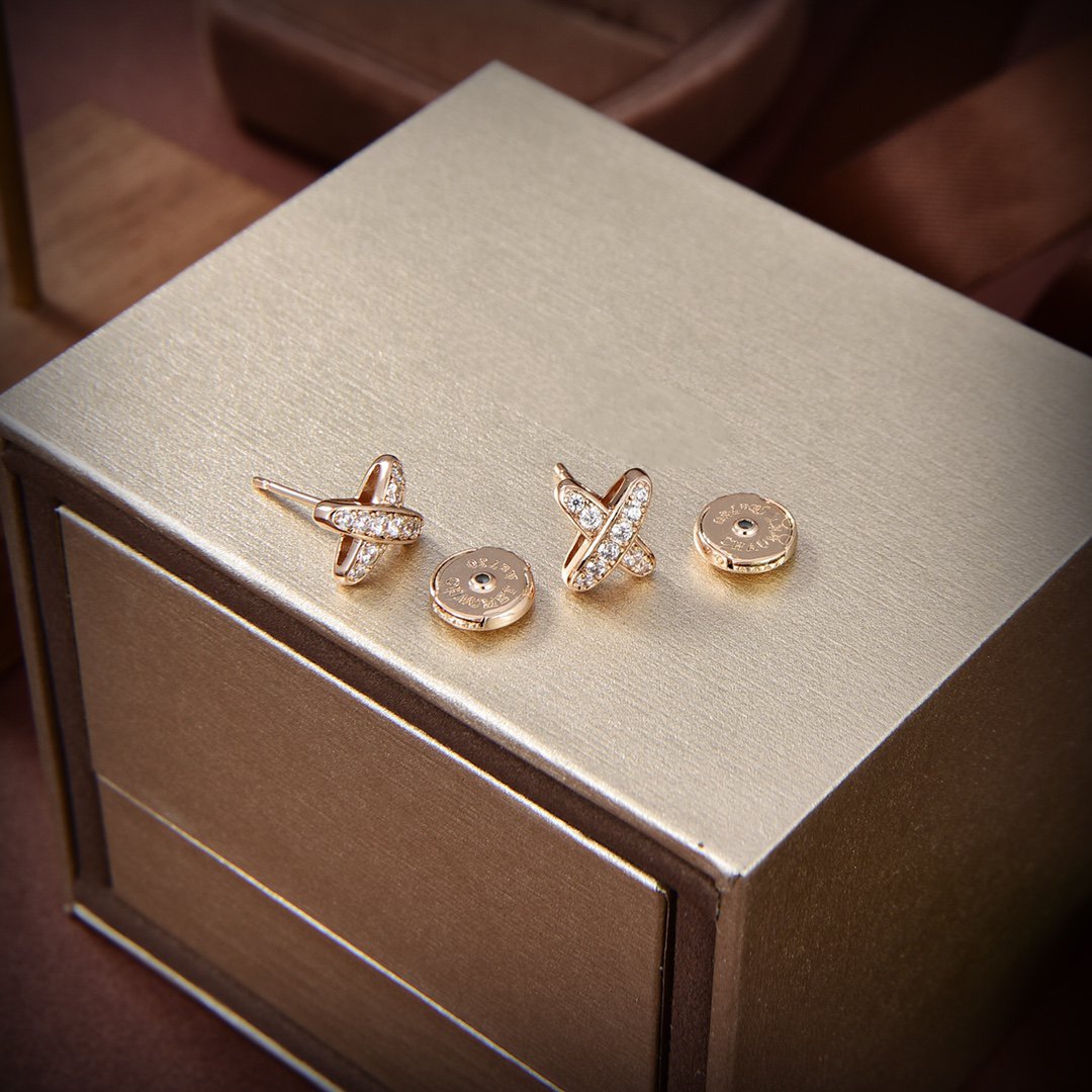 [⭐⭐JeweliWhal]JEUX DE GOLD DIAMOND EARRINGS