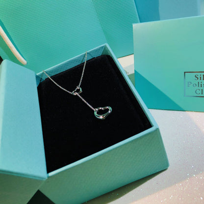 [JeweliWhal]OPEN HEART LARIAT NECKLACE SILVER
