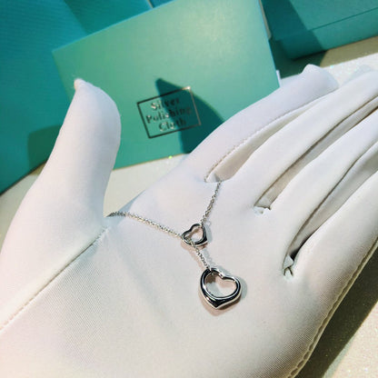 [JeweliWhal]OPEN HEART LARIAT NECKLACE SILVER