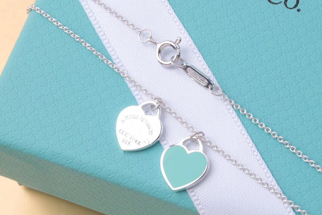 [JeweliWhal]DOUBLE HEART TAG PENDANT SILVER MINI NECKLACE