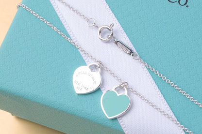 [JeweliWhal]DOUBLE HEART TAG PENDANT SILVER MINI NECKLACE