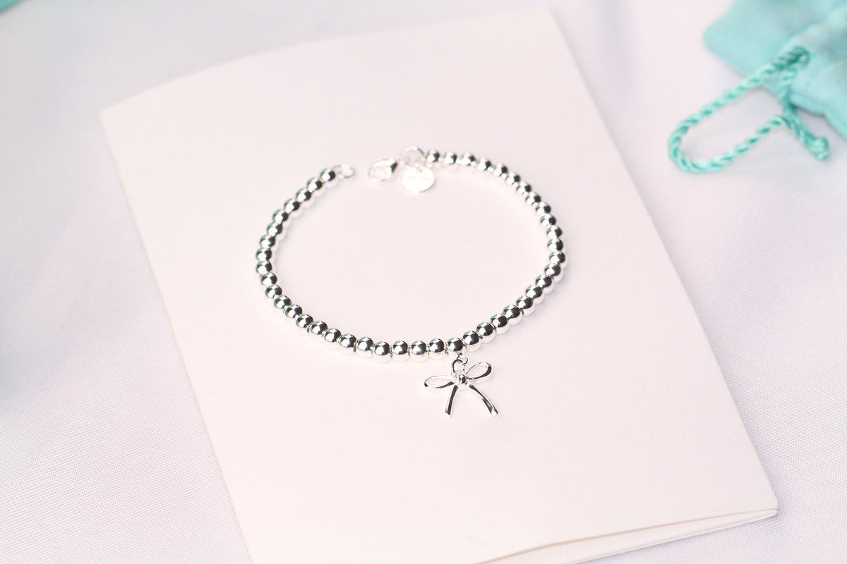 [JeweliWhal]STERLING SILVER BOW BEAD BRACELET