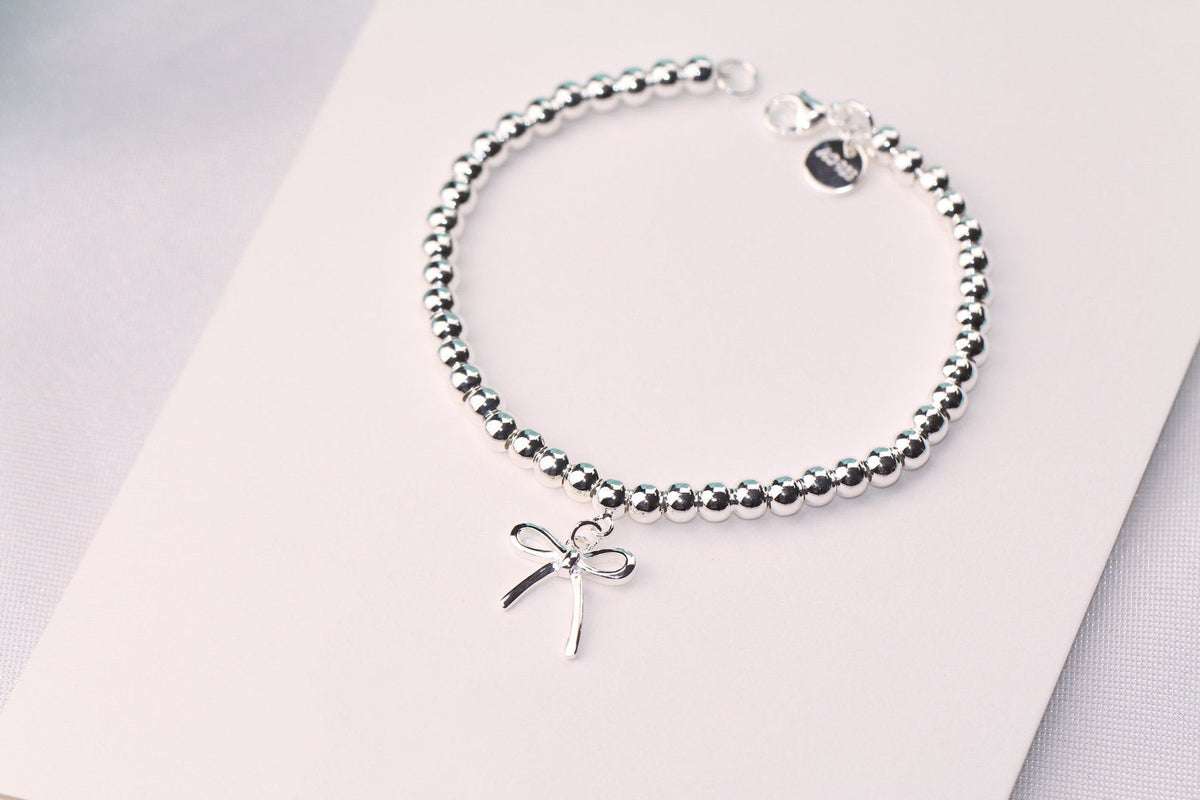 [JeweliWhal]STERLING SILVER BOW BEAD BRACELET