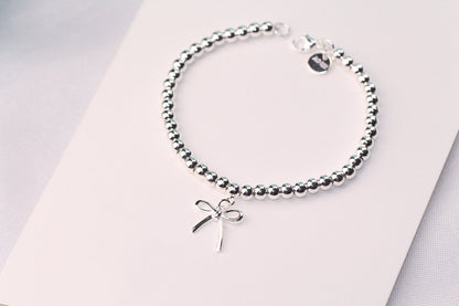 [JeweliWhal]STERLING SILVER BOW BEAD BRACELET