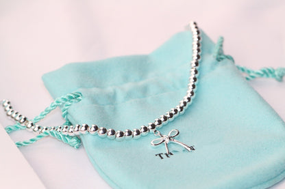 [JeweliWhal]STERLING SILVER BOW BEAD BRACELET