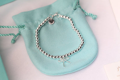 [JeweliWhal]STERLING SILVER BOW BEAD BRACELET