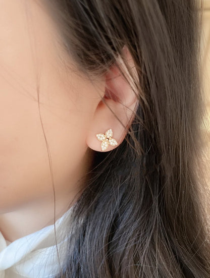 [⭐⭐JeweliWhal]STAR BLOSSOM STUD EARRINGS PINK GOLD DIAMONDS
