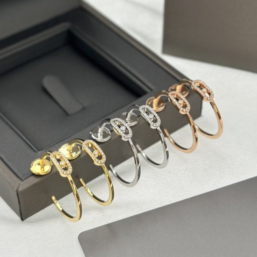 [⭐⭐JeweliWhal]CREOLES MOVE UNO PM DIAMOND EARRINGS