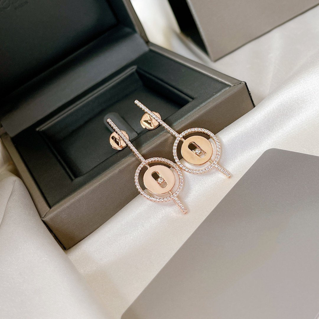 [⭐⭐JeweliWhal]Demo MOVE ARROW PINK GOLD DIAMOND EARRINGS