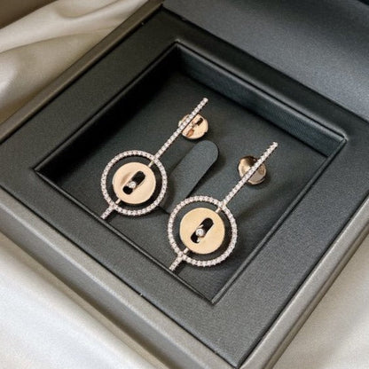 [⭐⭐JeweliWhal]Demo MOVE ARROW PINK GOLD DIAMOND EARRINGS