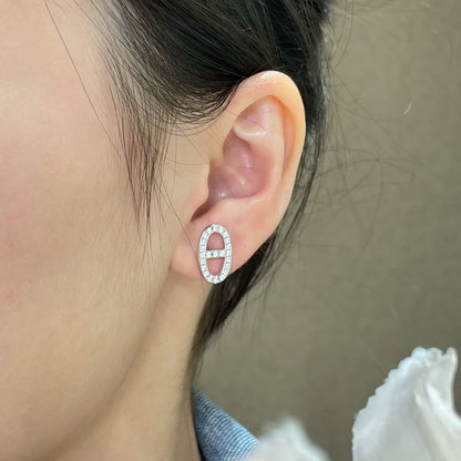 [⭐⭐JeweliWhal]HM FULL DIAMOND PIG NOSE STUD EARRINGS