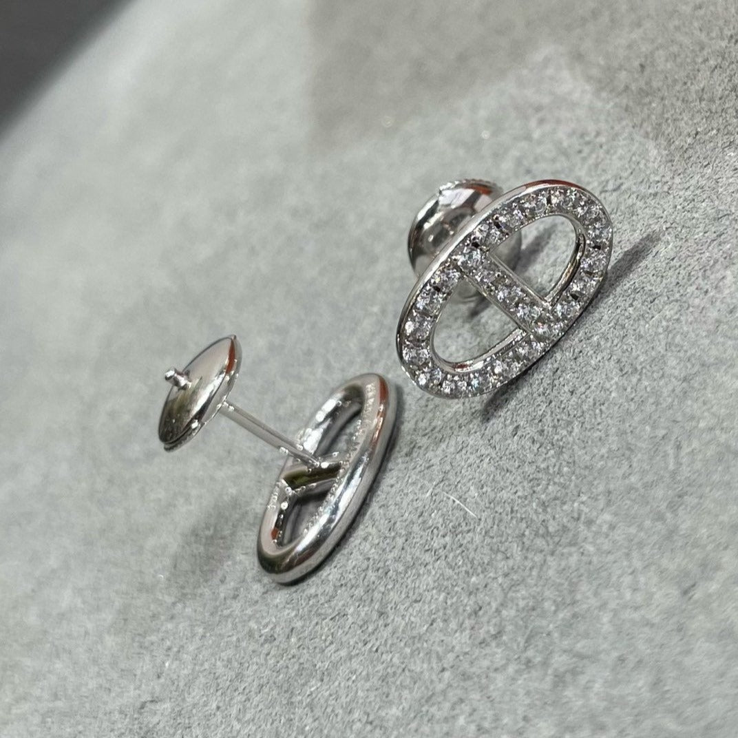 [⭐⭐JeweliWhal]HM FULL DIAMOND PIG NOSE STUD EARRINGS