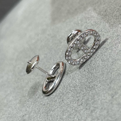 [⭐⭐JeweliWhal]HM FULL DIAMOND PIG NOSE STUD EARRINGS