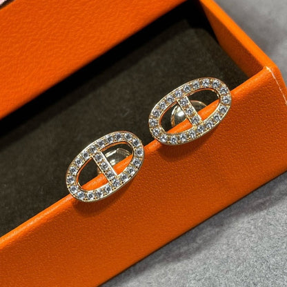 [⭐⭐JeweliWhal]HM FULL DIAMOND PIG NOSE STUD EARRINGS