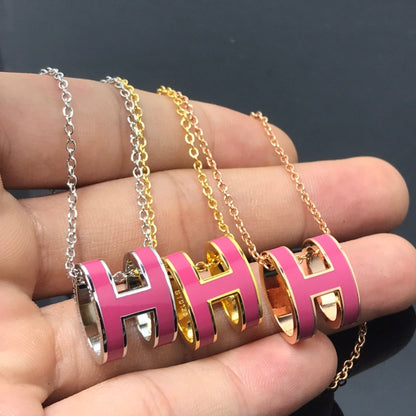 [⭐⭐JeweliWhal]H NECKLACE PINK