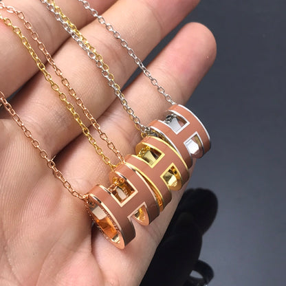 [⭐⭐JeweliWhal]H NECKLACE BROWN