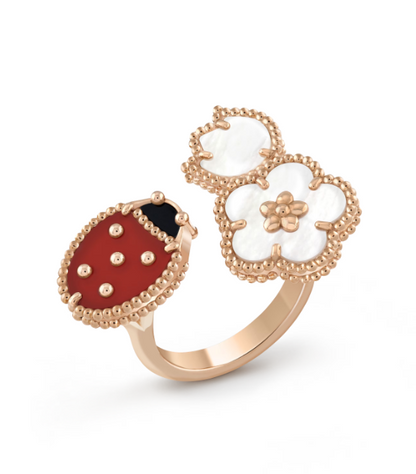 [⭐⭐JeweliWhal]GLÜCKS-RING MIT 3 MOTIVEN IN ROSÉGOLD