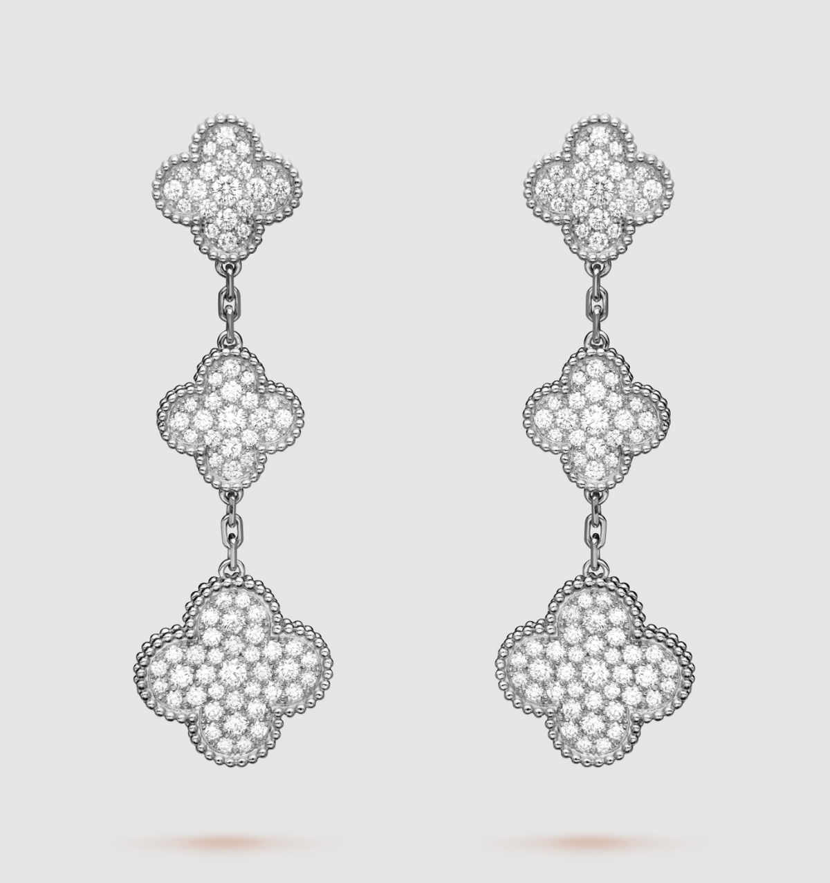 [⭐⭐JeweliWhal]CLOVER 3 MOTIF DIAMOND SILVER DROP EARRINGS