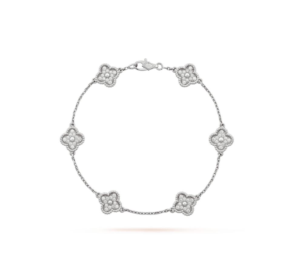 [⭐⭐JeweliWhal]CLOVER 6-MOTIV SILBER DIAMANTARMBAND