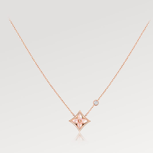 [⭐⭐JeweliWhal]STAR PINK MOP 1 DIAMOND PINK GOLD NECKLACE