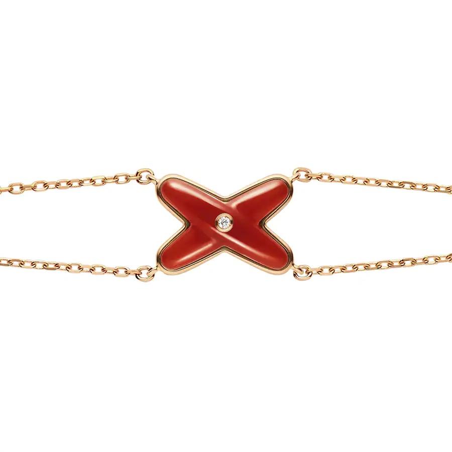 [⭐⭐JeweliWhal]JEUX BRACELET CARNELIAN PINK GOLD 1 DIAMOND