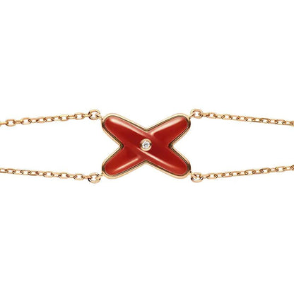 [⭐⭐JeweliWhal]JEUX BRACELET CARNELIAN PINK GOLD 1 DIAMOND