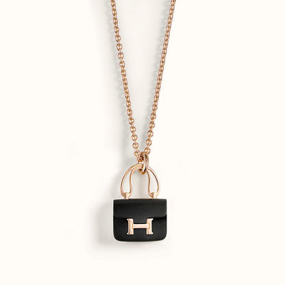 [⭐⭐JeweliWhal]CONSTANCE BLACK PEDANT PINK GOLD NECKLACE