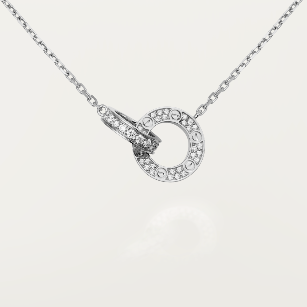 [⭐⭐JeweliWhal]LIEBE 7,6MM HALSKETTE ROSÉGOLD UND SILBER VOLLDIAMANT