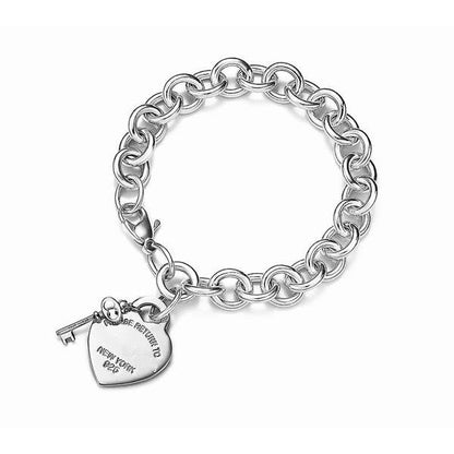 [JeweliWhal]KEY HEART CARD CHUNKY INTERLOCKING BRACELET LENGTH