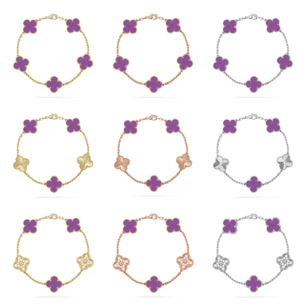 [⭐⭐JeweliWhal] KOLLEKTION CLOVER 5-MOTIV ARMBAND VIOLETT