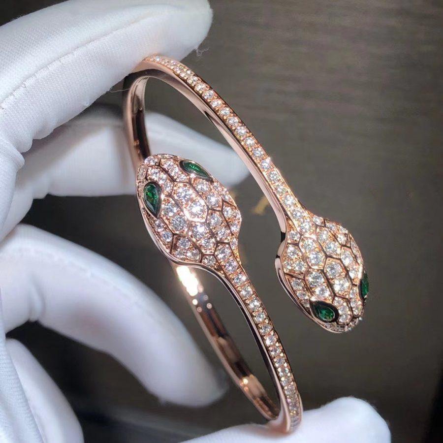[⭐⭐JeweliWhal]SERPENTI ARMBAND ROSÉGOLD MALACHIT DIAMANT DOPPELSCHLANGE