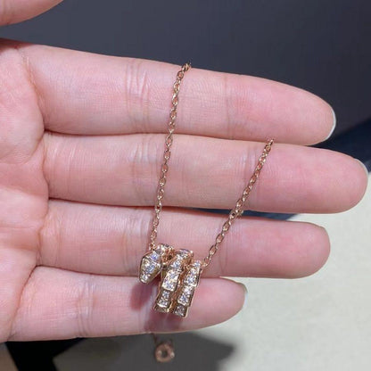 [⭐⭐JeweliWhal]SERPENTI PINK GOLD NECKLACE DOUBLE RING DIAMOND