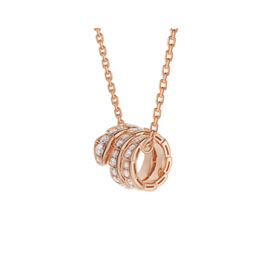 [⭐⭐JeweliWhal]SERPENTI HALSKETTE AUS ROSÉGOLD MIT DOPPELRING UND DIAMANTEN