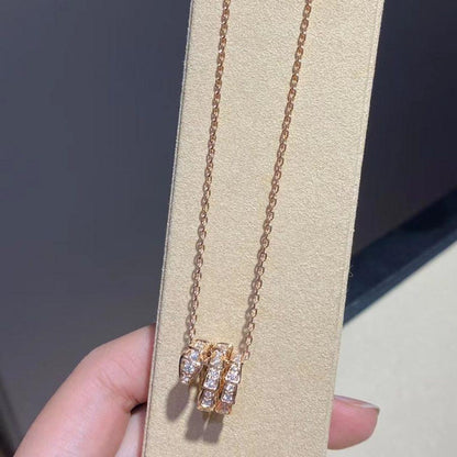 [⭐⭐JeweliWhal]SERPENTI PINK GOLD NECKLACE DOUBLE RING DIAMOND