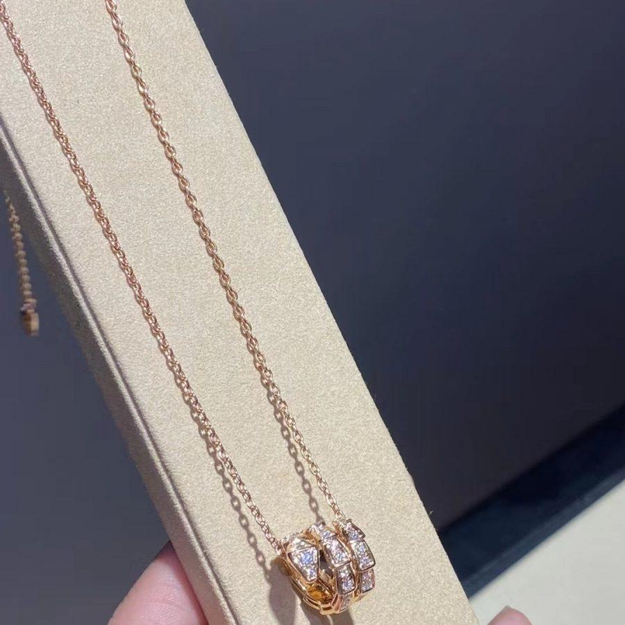 [⭐⭐JeweliWhal]SERPENTI PINK GOLD NECKLACE DOUBLE RING DIAMOND