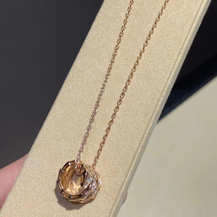 [⭐⭐JeweliWhal]SERPENTI PINK GOLD NECKLACE DOUBLE RING DIAMOND