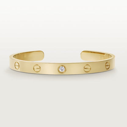 [⭐⭐JeweliWhal]LOVE BRACELET 6.1MM 1 DIAMOND OPEN CUFF