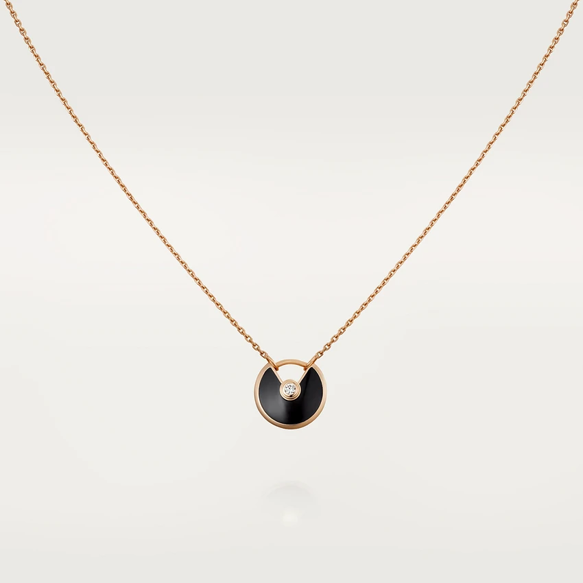 [⭐⭐JeweliWhal]AMULETTE ROSÉGOLD ONYX HALSKETTE