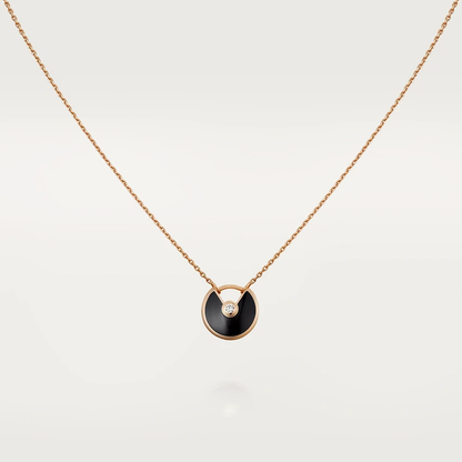 [⭐⭐JeweliWhal]AMULETTE ROSÉGOLD ONYX HALSKETTE
