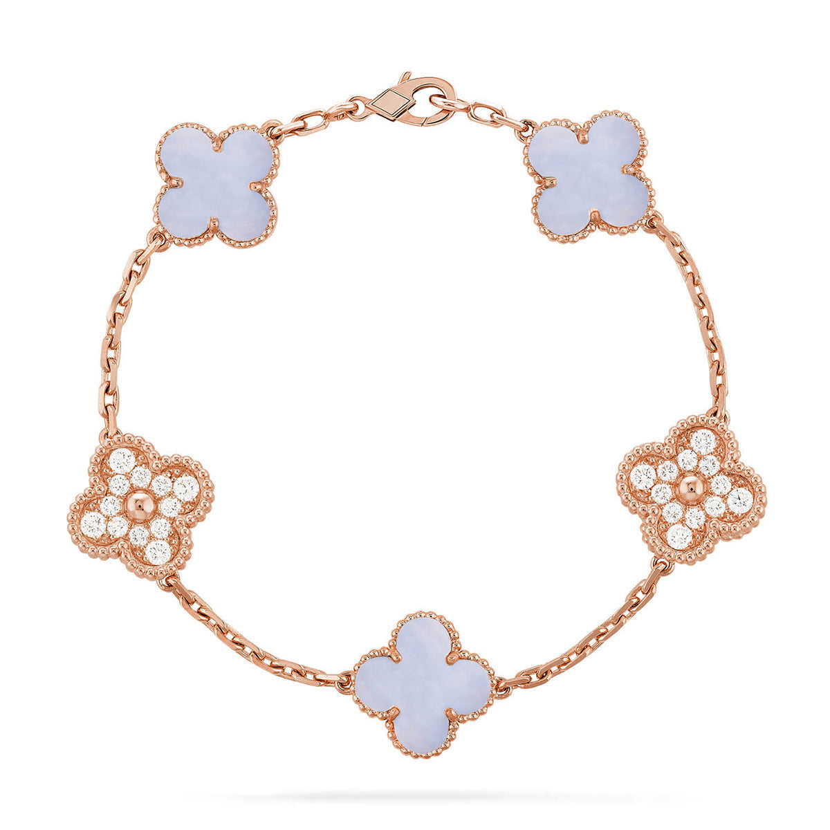 [⭐⭐JeweliWhal] KOLLEKTION CLOVER 5-MOTIV ARMBAND AUS LILA CHALCEDON