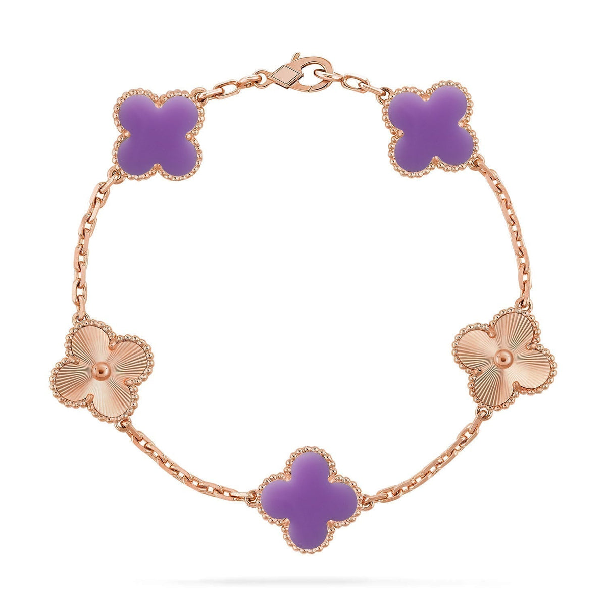 [⭐⭐JeweliWhal]KOLLEKTION ARMBAND MIT 5 KLEEBLATT-MOTIVEN IN HELLVIOLETT