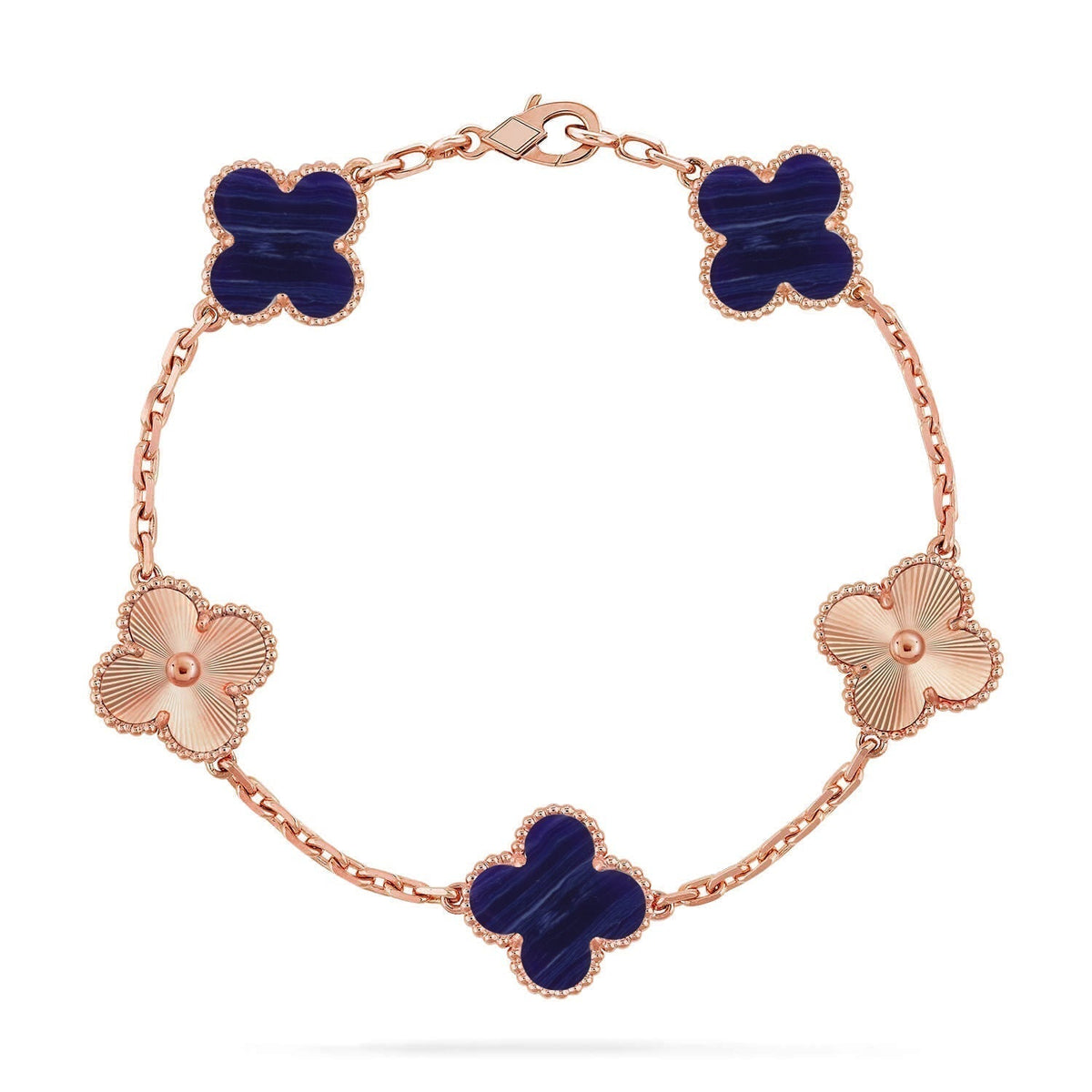 [⭐⭐JeweliWhal]KOLLEKTION ARMBAND MIT 5 KLEEBATT-MOTIVEN UND LILA STREIFEN