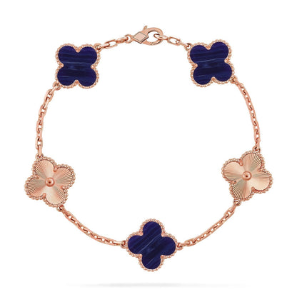 [⭐⭐JeweliWhal]KOLLEKTION ARMBAND MIT 5 KLEEBATT-MOTIVEN UND LILA STREIFEN