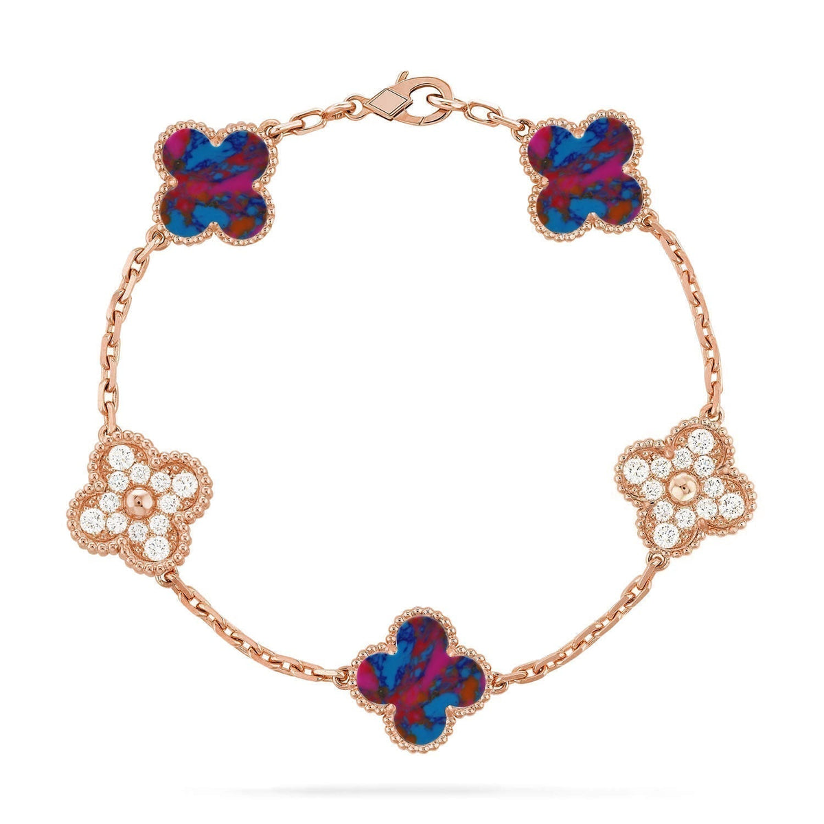 [⭐⭐JeweliWhal]CLOVER 5 MOTIF COLOR GEMSTONES BRACELET COLLECTION