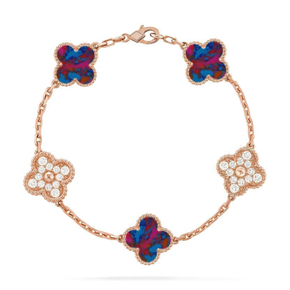 [⭐⭐JeweliWhal]CLOVER 5 MOTIF COLOR GEMSTONES BRACELET COLLECTION