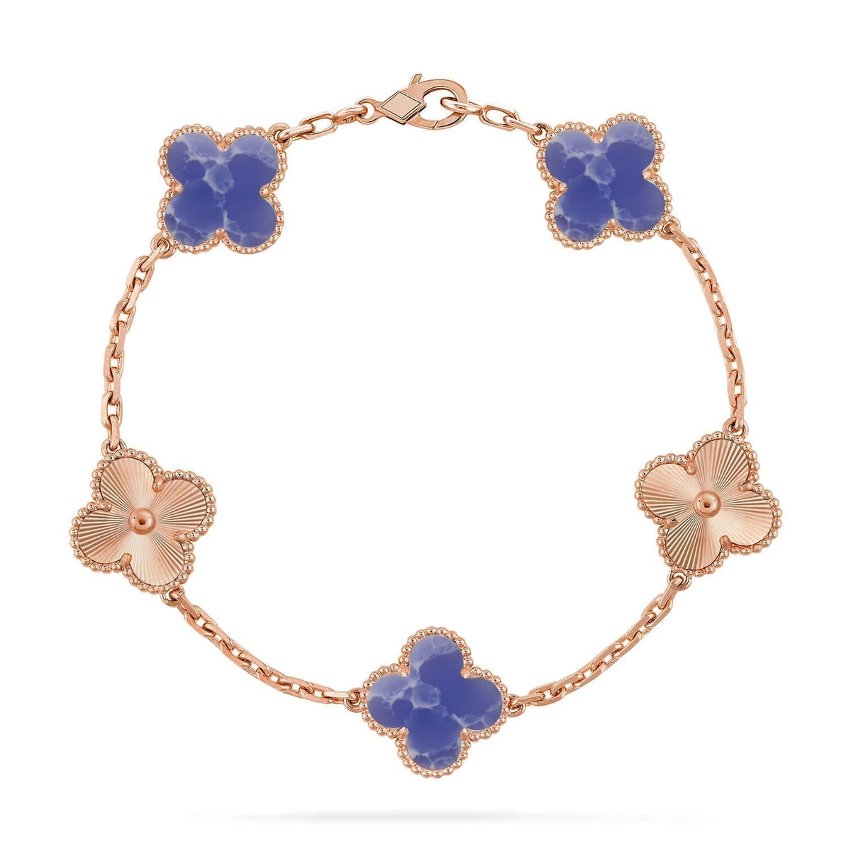 [⭐⭐JeweliWhal]CLOVER ARMBAND MIT 5 MOTIVEN, KOLLEKTION MIT BLAUEN ADERUNGEN