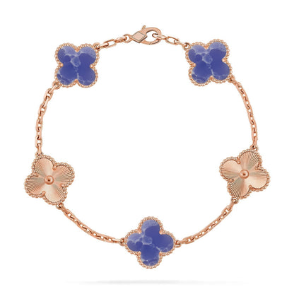 [⭐⭐JeweliWhal]CLOVER ARMBAND MIT 5 MOTIVEN, KOLLEKTION MIT BLAUEN ADERUNGEN